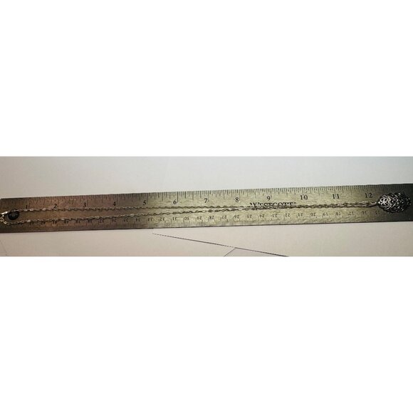 Estate Sterling Silver Filigree Pendant Necklace, 24” Oval Link Chain, Italy, 4. - Picture 6 of 13